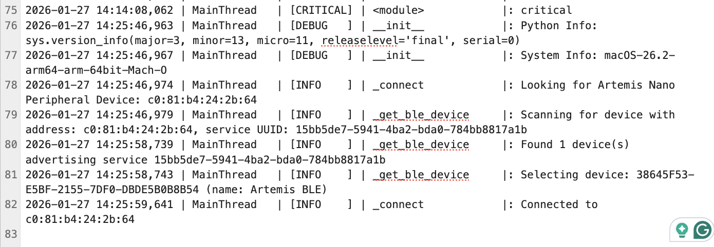 Connection activity logged in ble.log