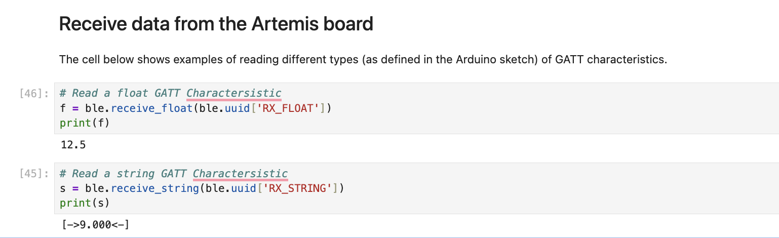 Python for read float and string GATT charactertistics