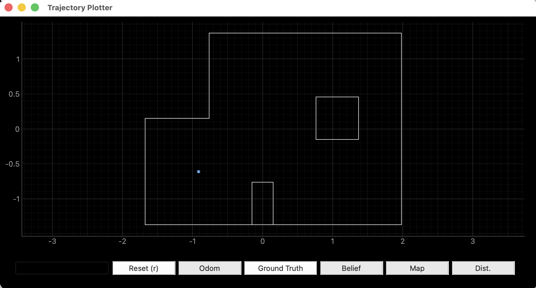 Figure 15 &mdash; Perfect localization at pose (-3, -2) after the ToF fix