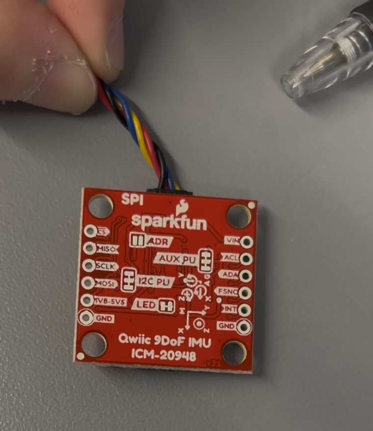 Artemis board connected to IMU via QWIIC connector