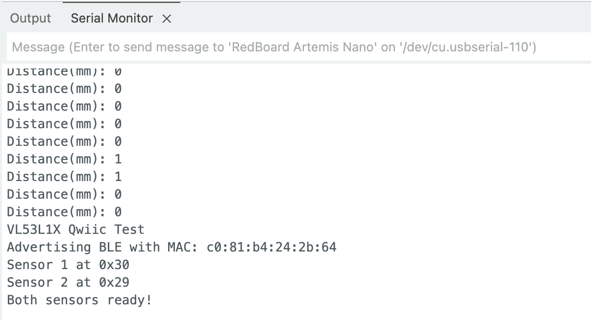 Both sensors printing readings simultaneously
