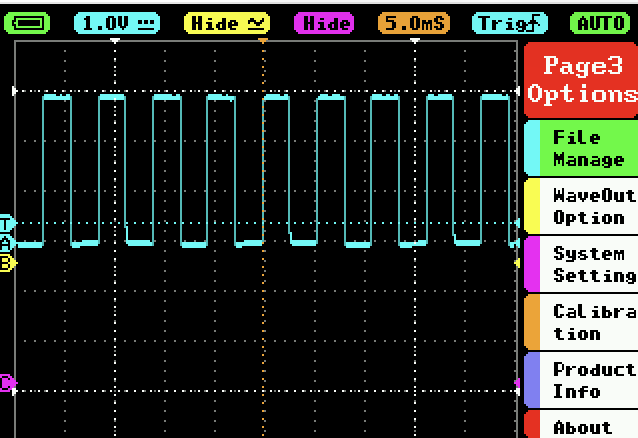Oscilloscope: 50% duty cycle PWM