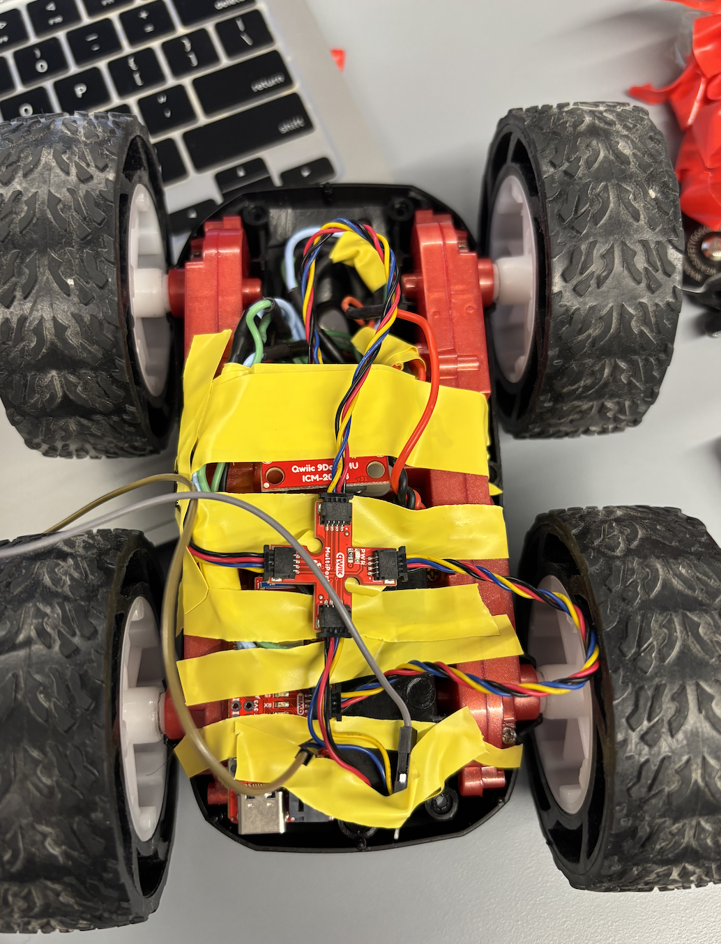 Top-down view of robot wiring