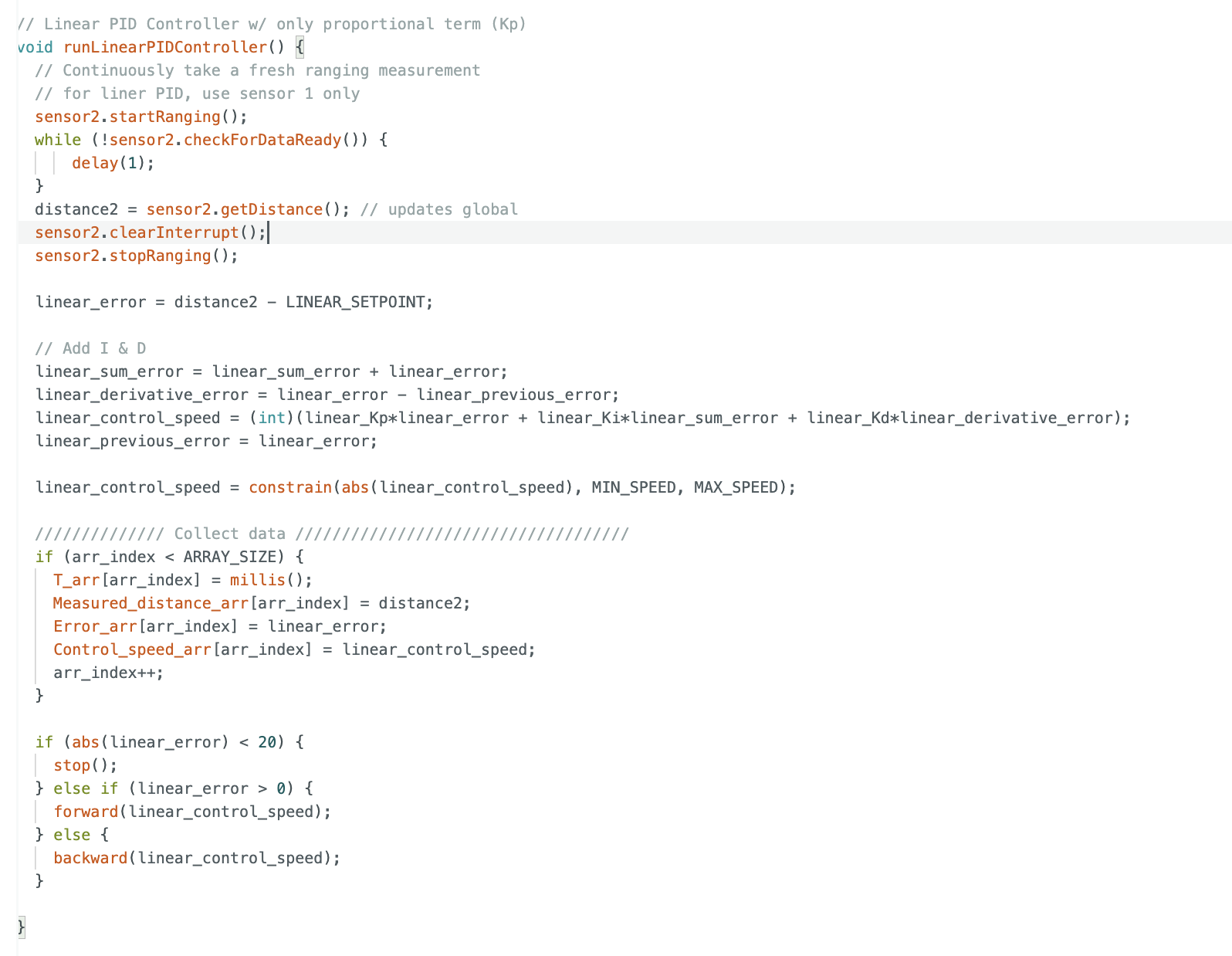 Full runLinearPIDController function