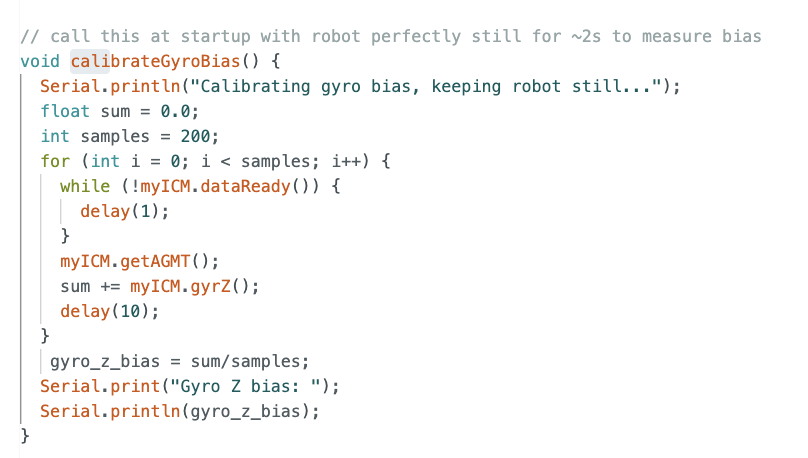 calibrateGyroBias Arduino function